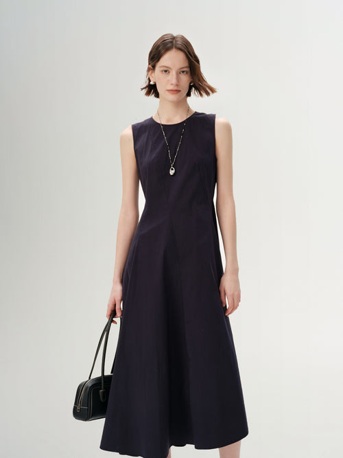 Load image 1 in gallery view. Sleeveless Drape-Neck Sculpted Dress