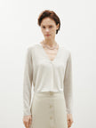 Women's Linen  V Neck Summer Short Knit Cardigan 5F5131373