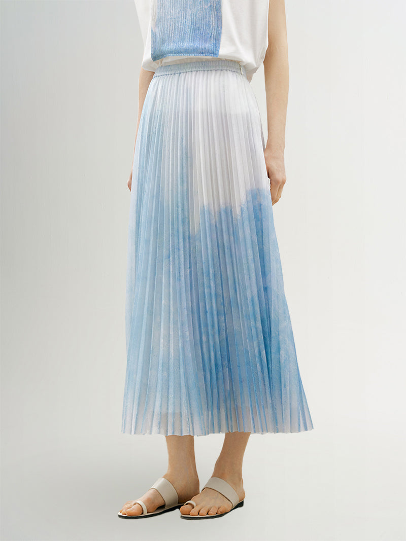 Monet Ombre Pleated Maxi Skirt