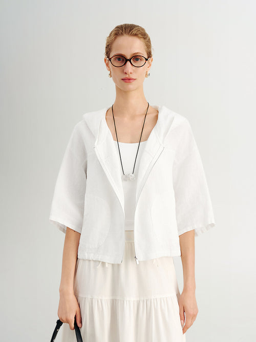 Load image 1 in gallery view. Pure Linen Hooded Jacket