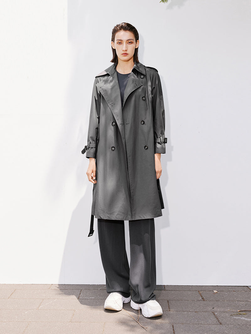 Cotton Double Breasted Trench Coat