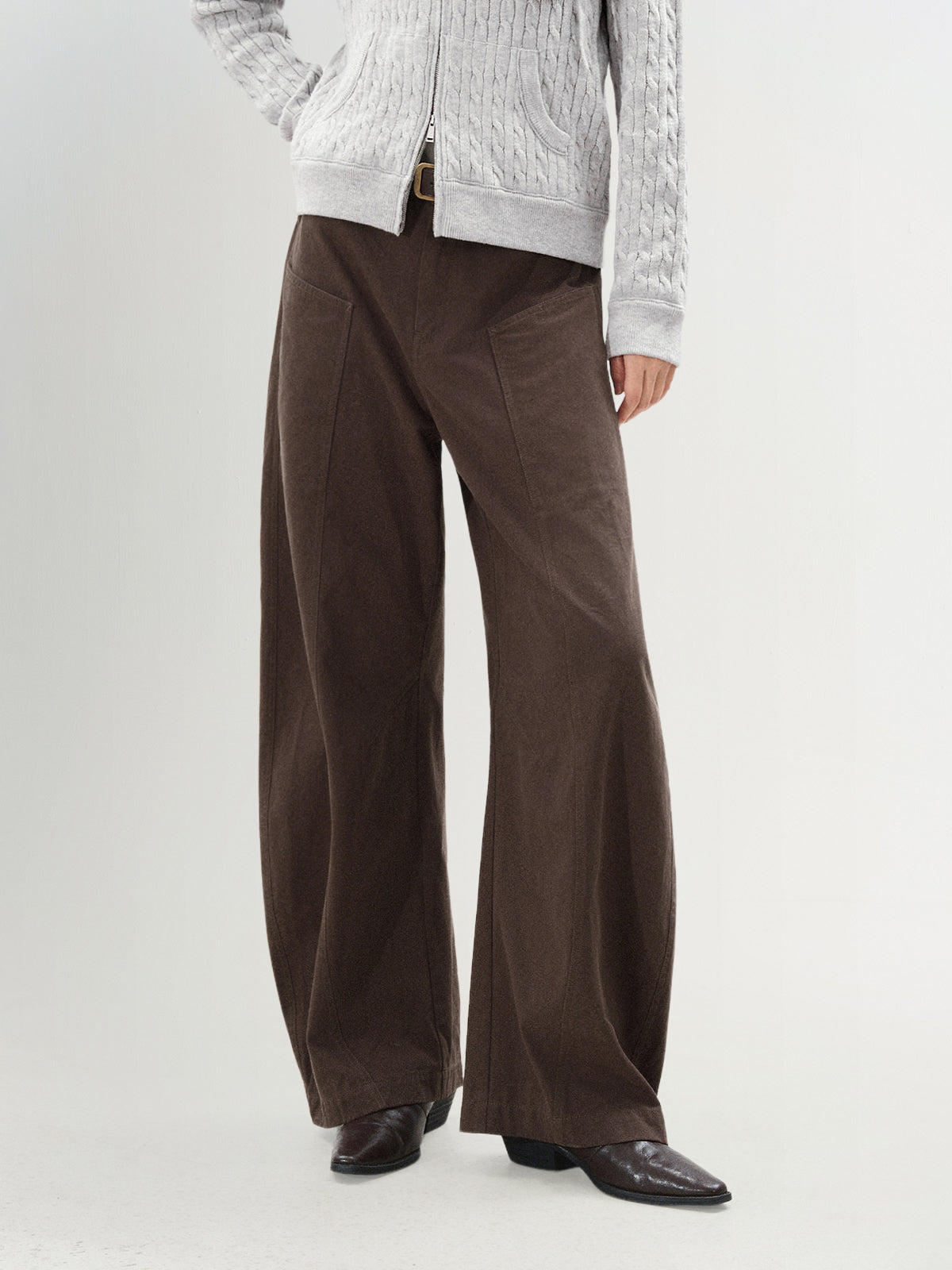 Cotton Barrel-Leg Pants