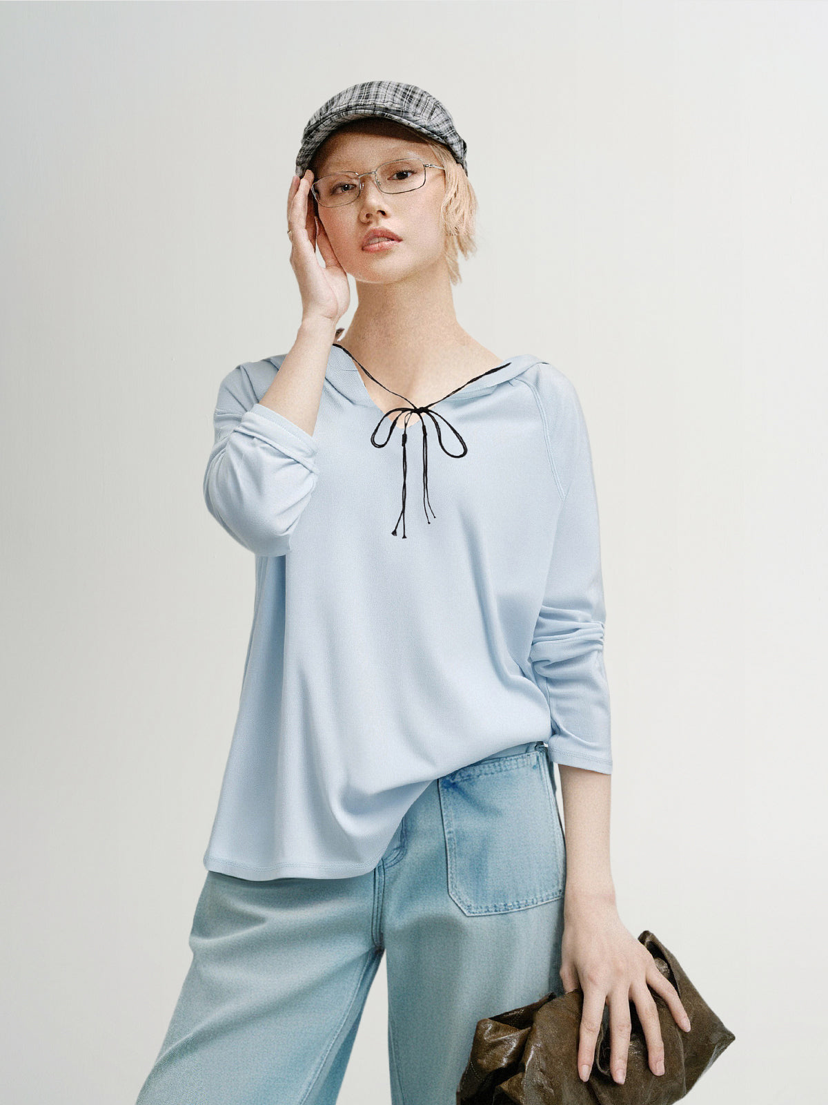 Cotton-Blend Raglan Hooded Sweatshirt