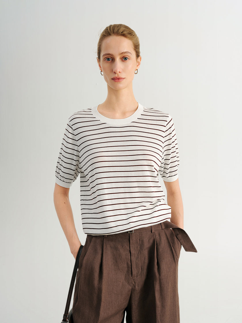 Lyocell Acetate Striped Tee