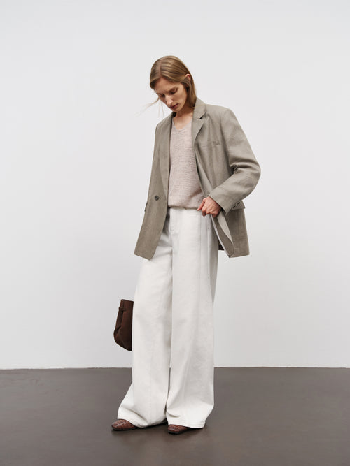 Load image 1 in gallery view. Linen Double-Breasted Blazer