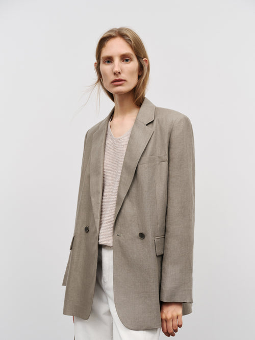 Load image 1 in gallery view. Linen Double-Breasted Blazer