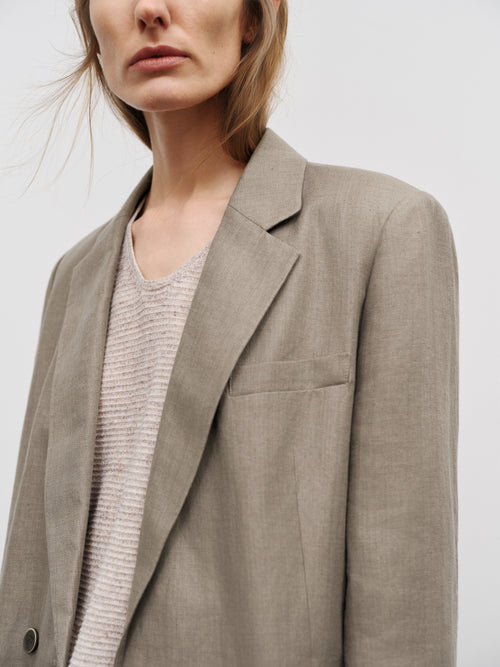 Load image 1 in gallery view. Linen Double-Breasted Blazer
