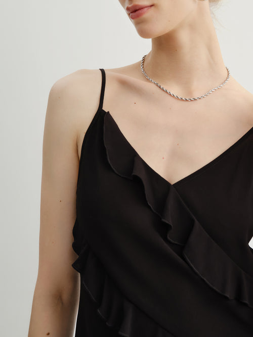 Load image 1 in gallery view. Twill Ruffled V-Neck Cami