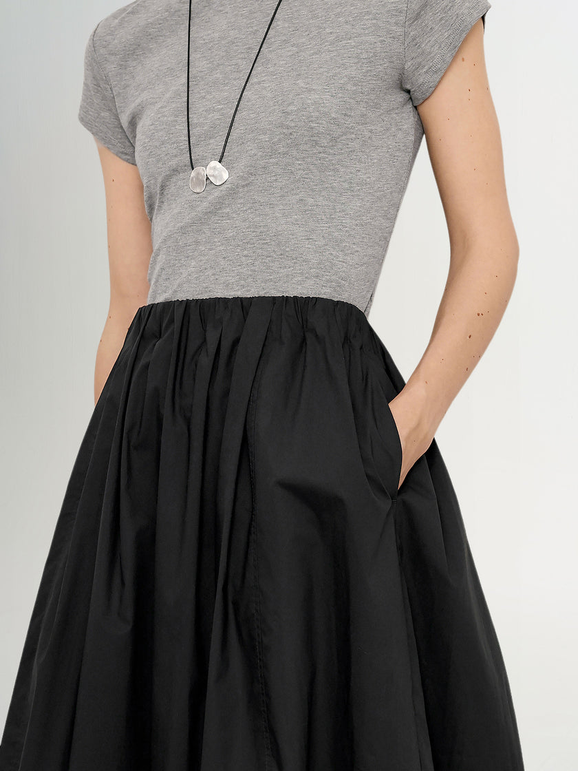 High-Waist Black Cotton Skirt