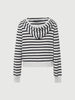 Wool-Blend Striped Hooded Zip Knit Cardigan