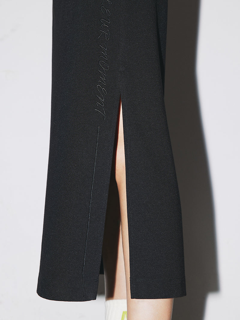 Drawstrings Straight-Cut Midi Skirt