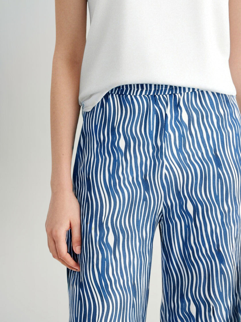 Wave Pattern Cotton Trousers