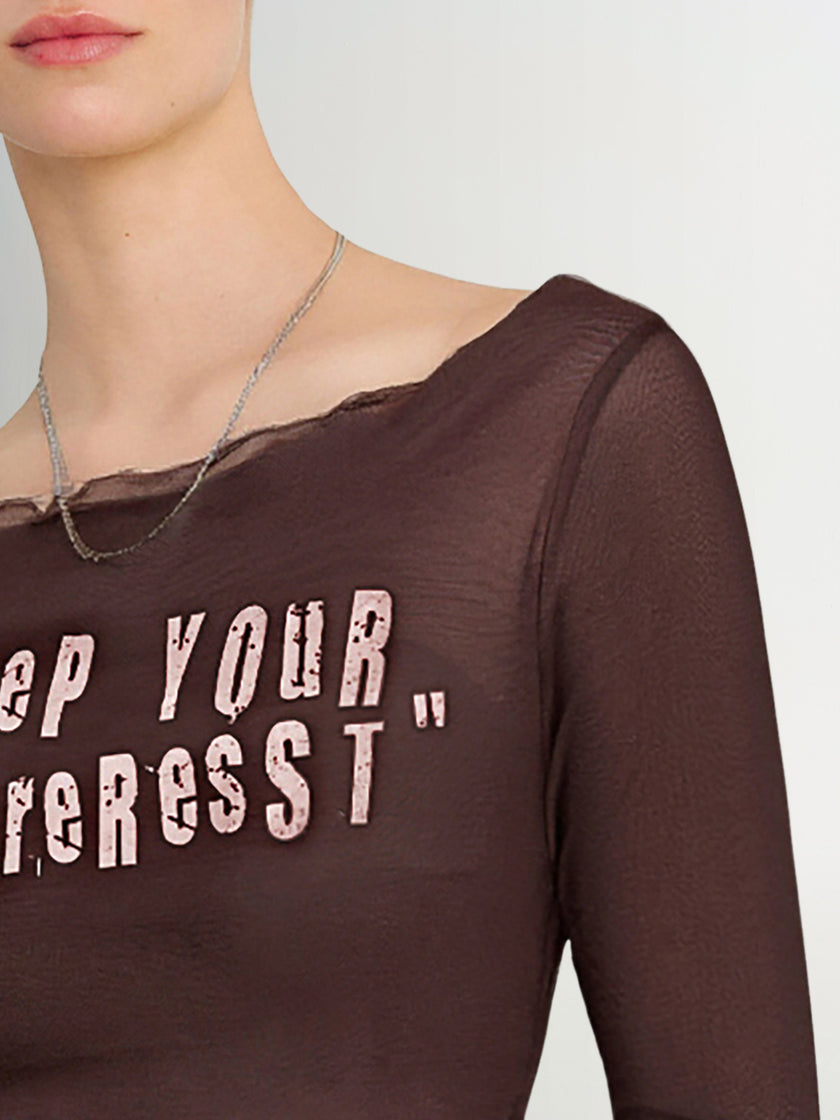 Mesh Cropped Long-Sleeve Top