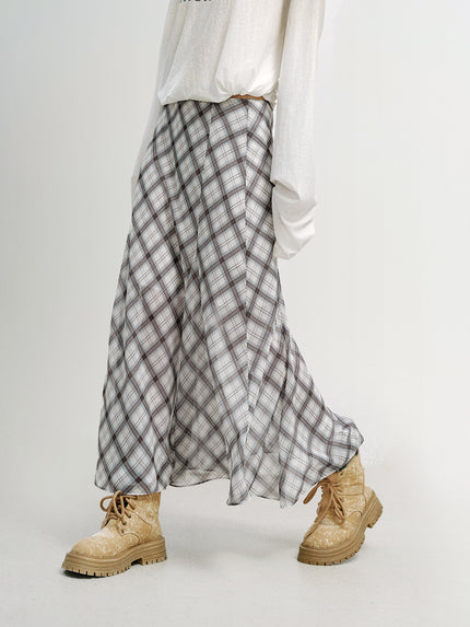 Plaid Ruffled Maxi Skirt