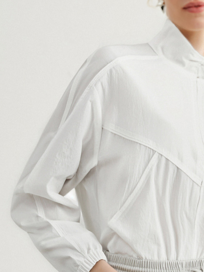 White Sheer Stand-Collar Jacket