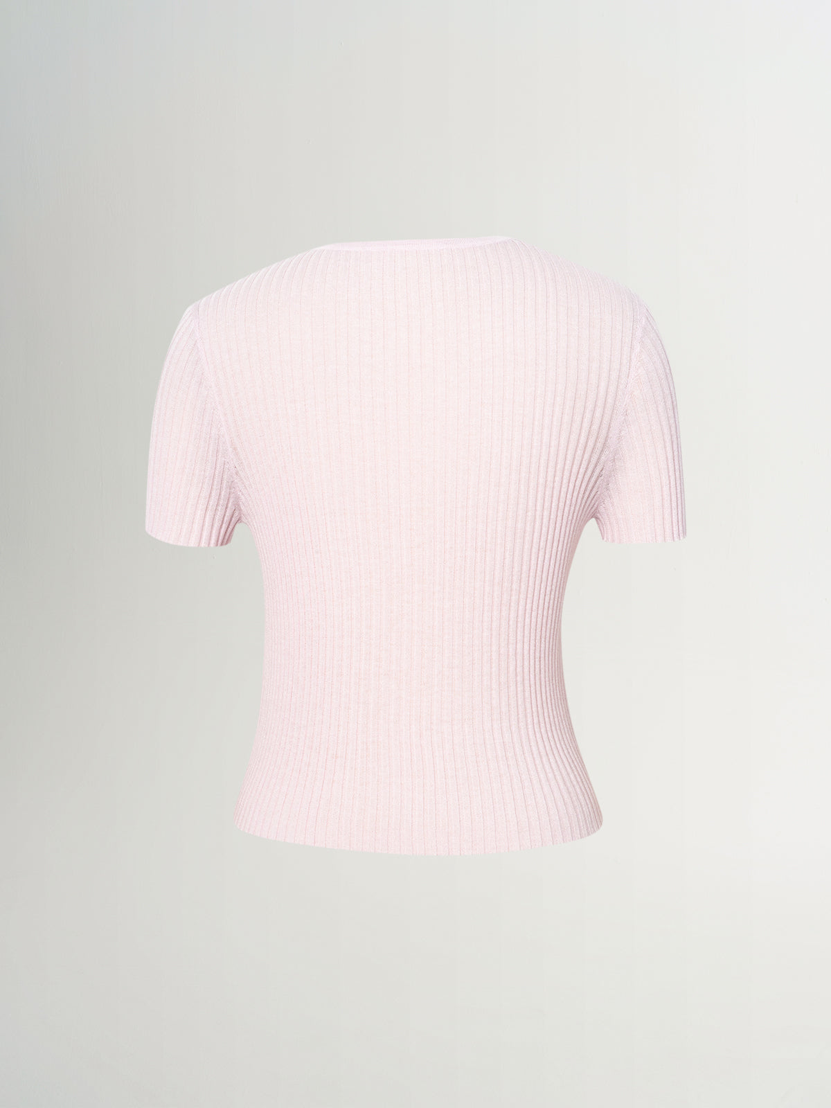 Micro Split-Neck Short-Sleeve Knit Top