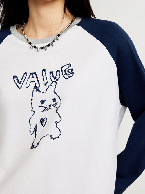 Load image 1 in gallery view. Cotton Raglan Long-Sleeve Tee