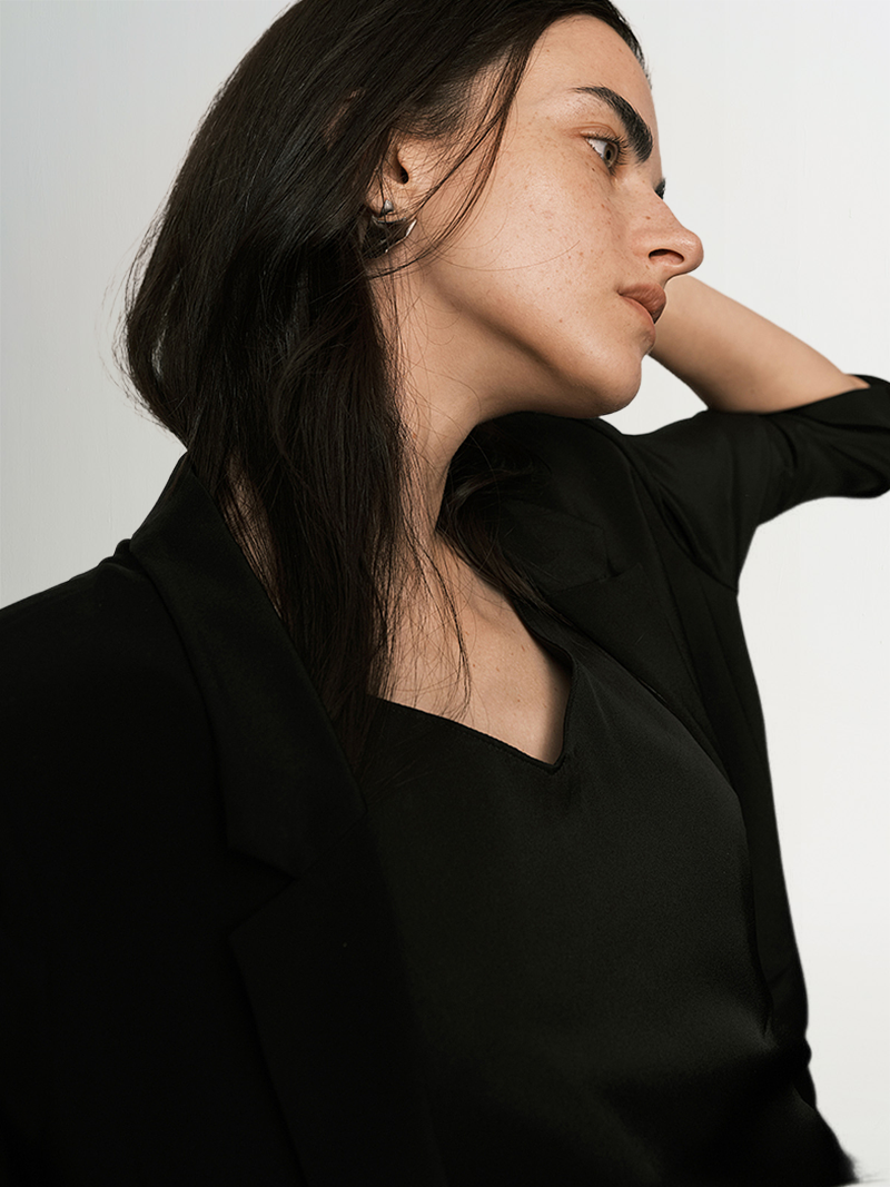 One Button Silk Blazer