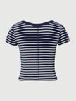 Stripe Round Neck Cotton T-Shirt