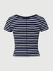 Stripe Round Neck Cotton T-Shirt