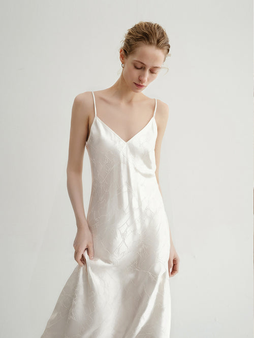 Load image 1 in gallery view. Silk Jacquard Slip Dress