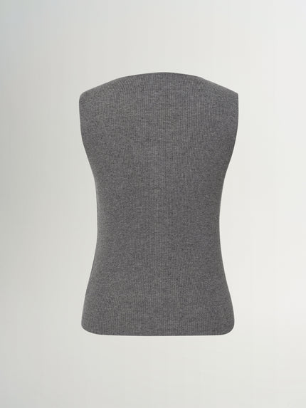 V-Neck Paneled Sleeveless Knit Top