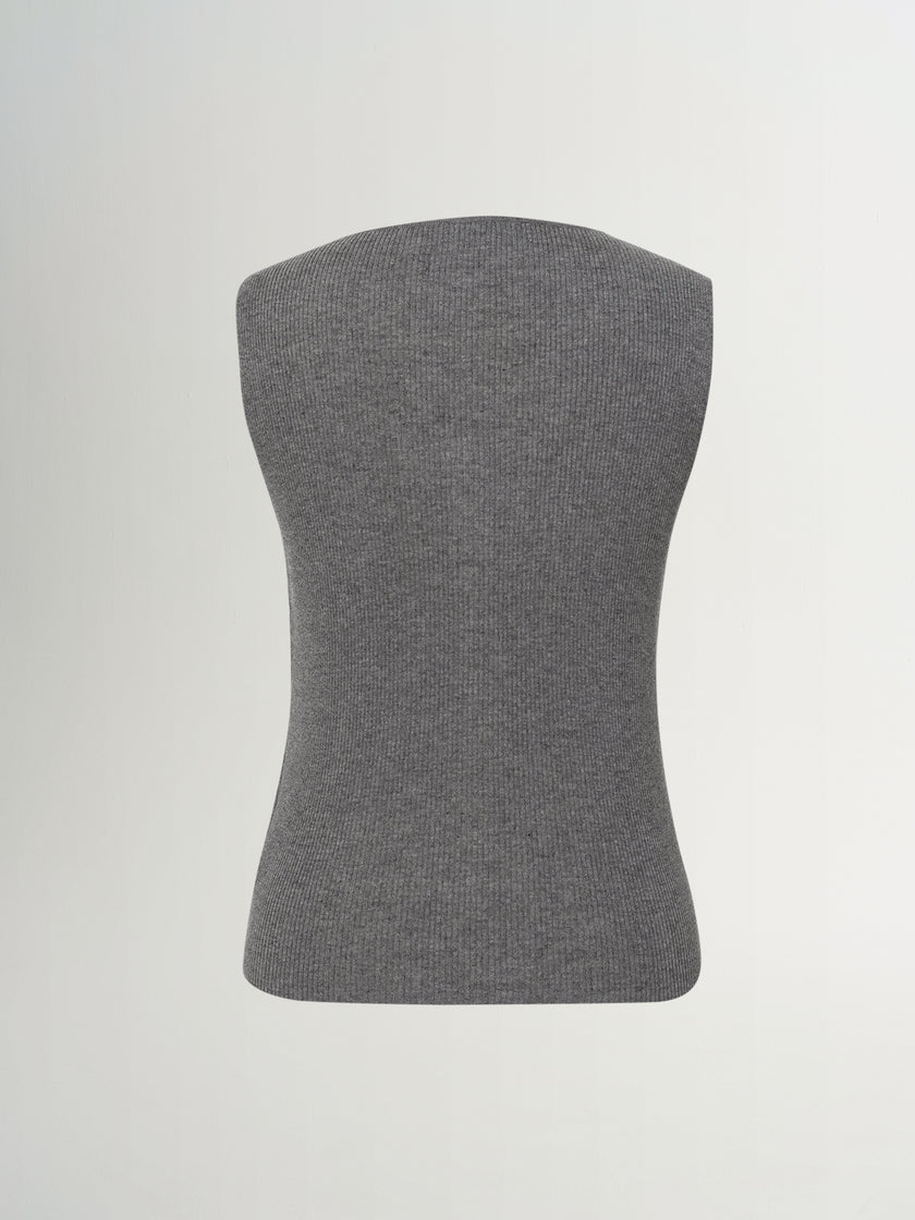 V-Neck Paneled Sleeveless Knit Top