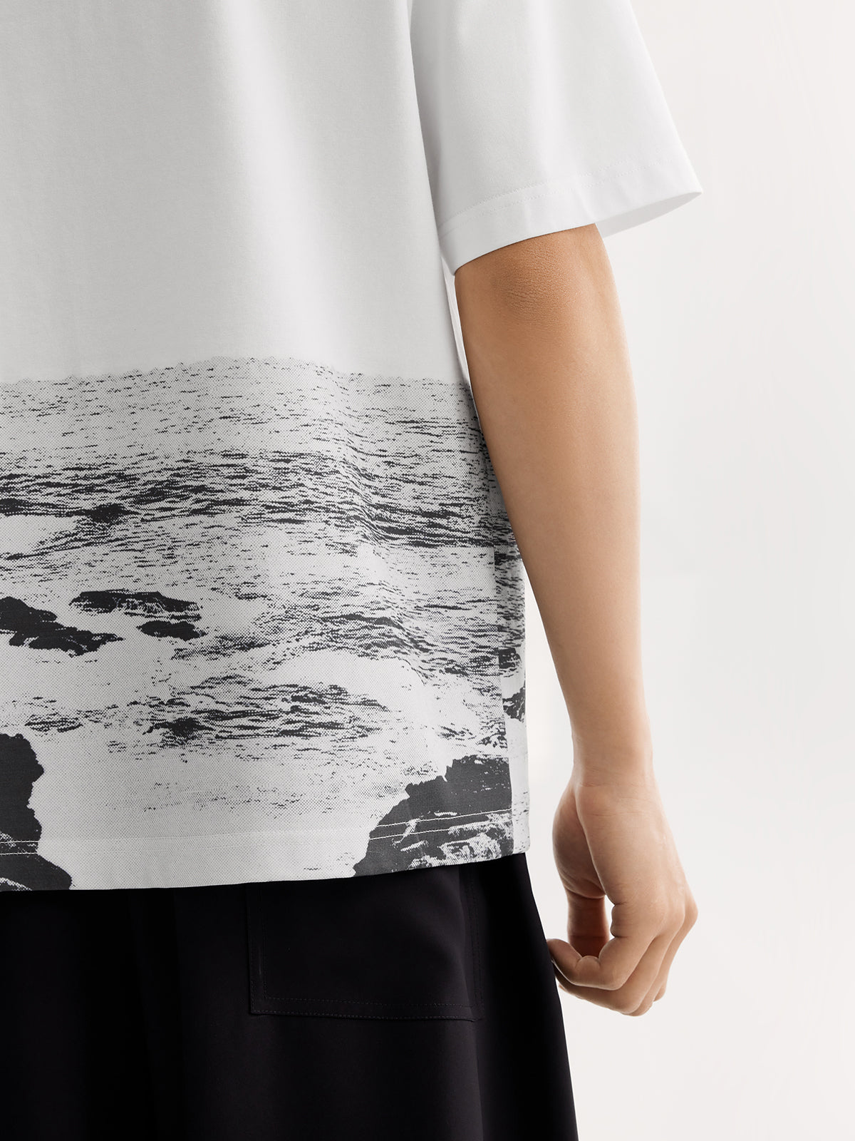 Black & White Graphic Dropped-Shoulder Tee