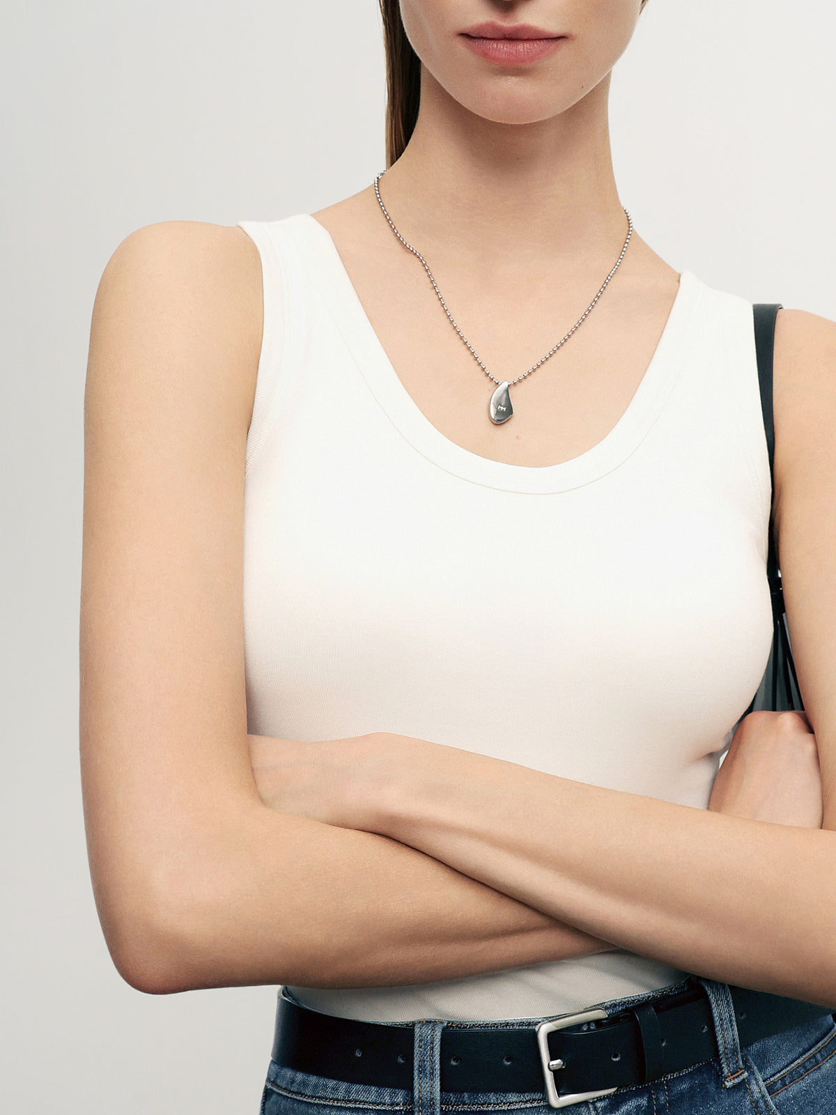 Cotton U-Neck Fitted Tank ¨C White