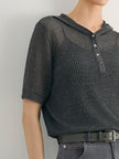 Tiny Sequined Sheer Striped Hoodie  Knitwear
