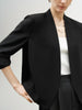 Women's Black Short Sleeves Smooth Acetate Short Jacket 5F4110792