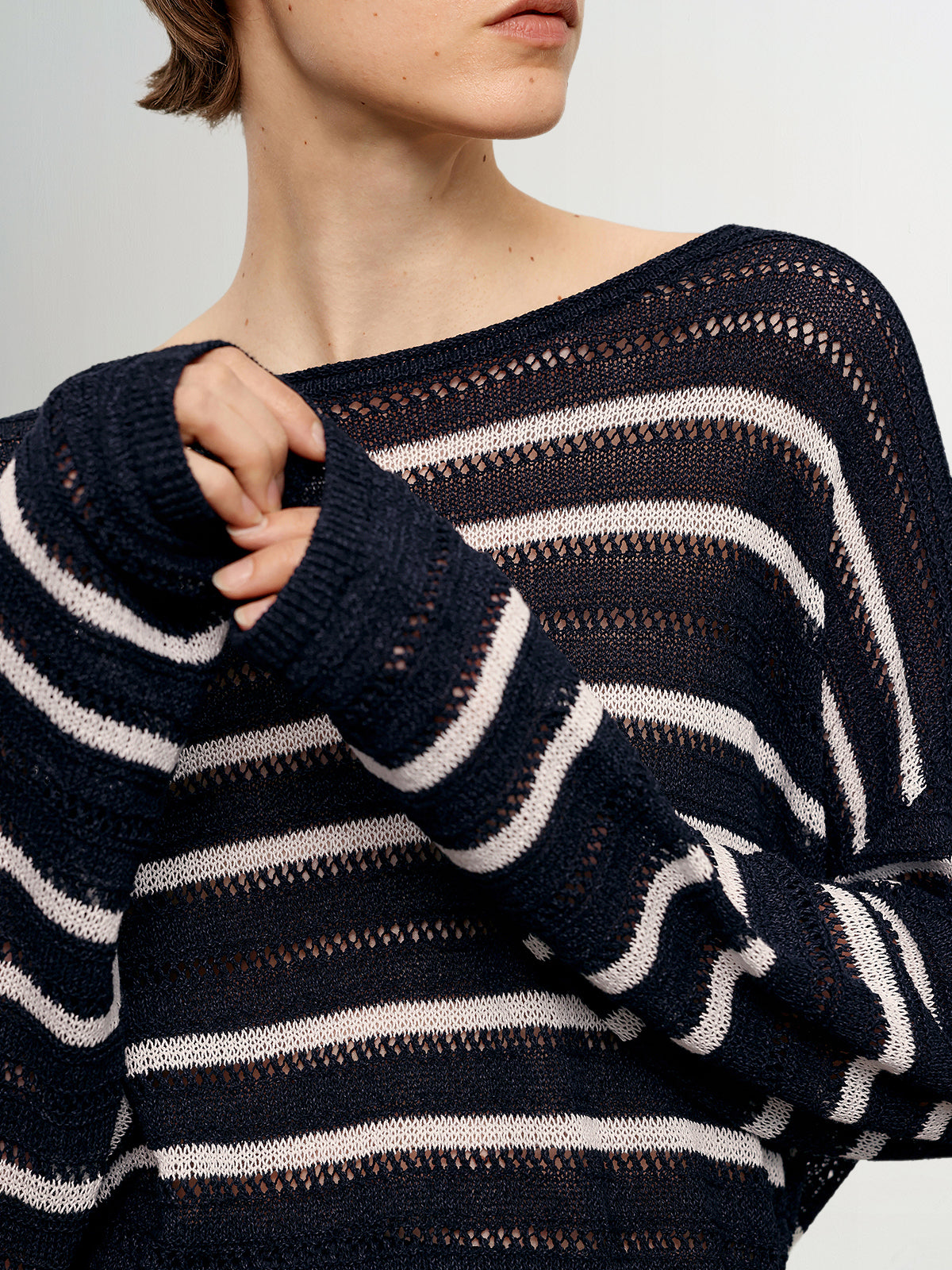 Relaxed Black and White Striped Sweater
