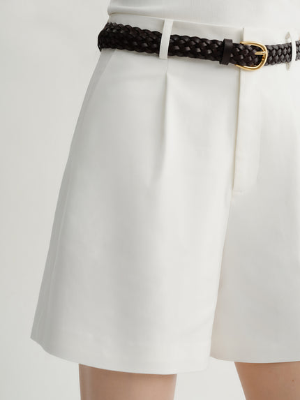 White Straight Shorts
