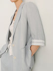 Linen-Blend Peak-Lapel Blazer