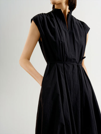 Gathered Sleeveless Pure Cotton Dress