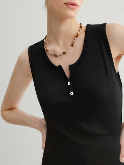 Black Sleeveless Knit Top