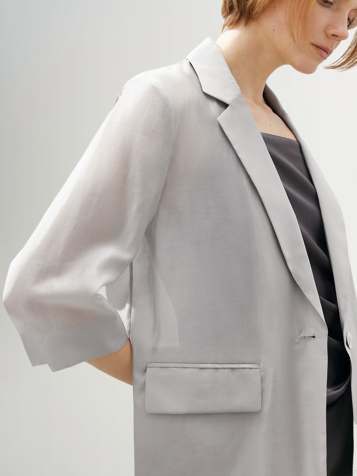 Half Sleeves Lyocell Blazer