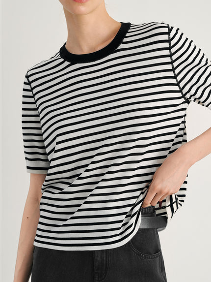 Striped Crewneck Short-Sleeve T-Shirt