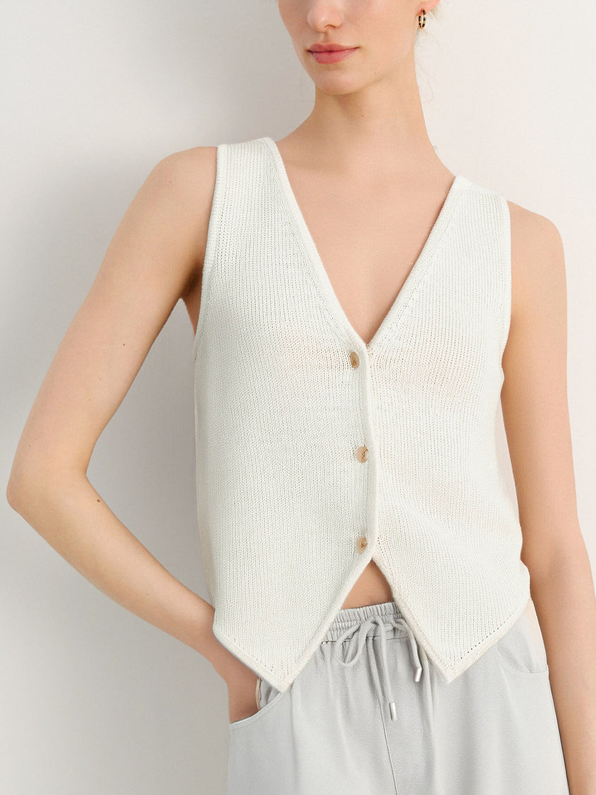 Pure Cotton V-Neck Sleeveless Vest