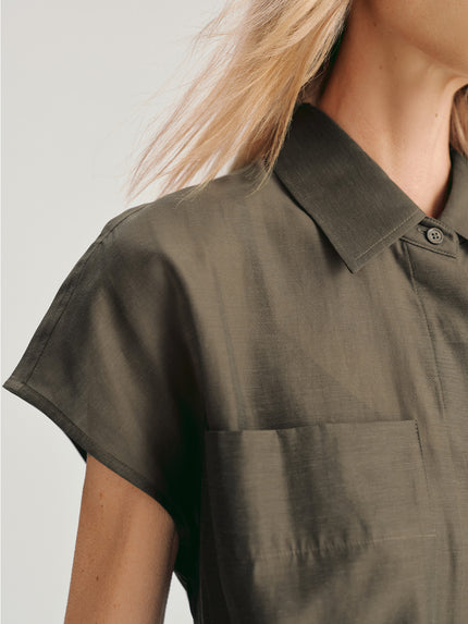 Short Sleeves Tie Belt Dress