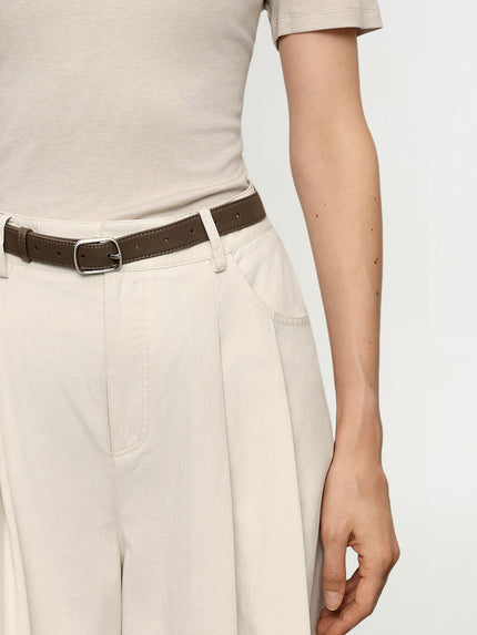 Beige Lyocell Front-Pleat Trousers Pants