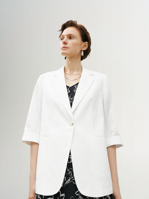 Load image 1 in gallery view. 100% Flax Blazer