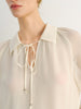 Tie-Neck Silk Raglan Blouse
