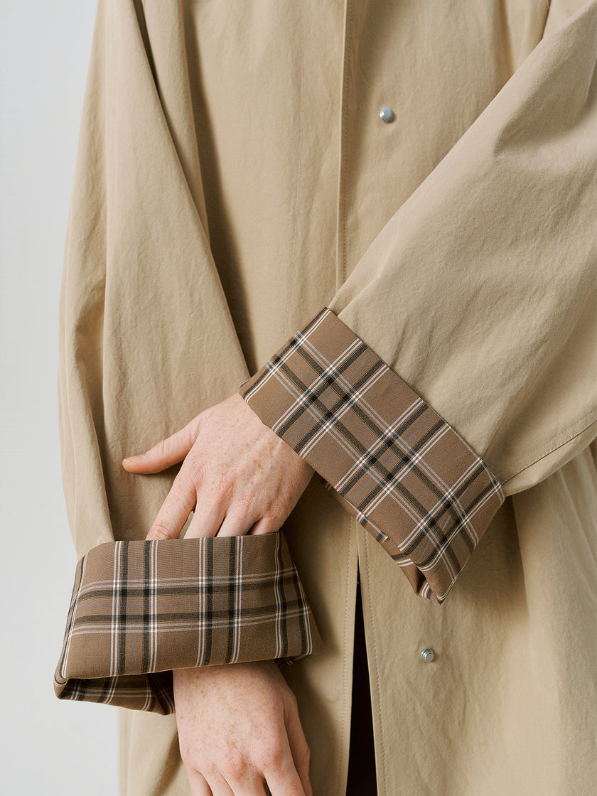 Cotton Stand-Collar Raglan Sleeve Trench