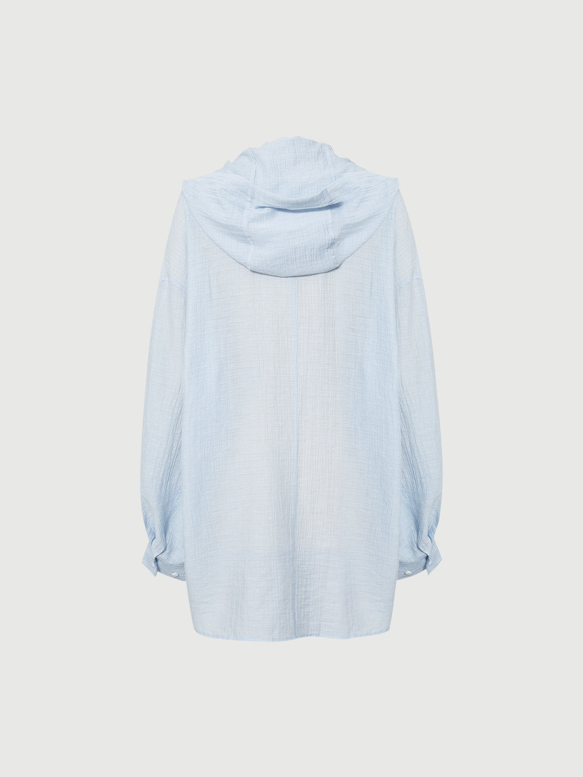 Linen-Cotton Hooded Long-Sleeve Shirt