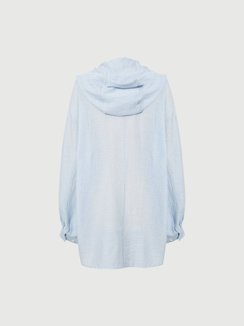 Load image 1 in gallery view. Linen-Cotton Hooded Long-Sleeve Shirt