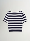 Striped Square-Neck Cropped T-Shirt