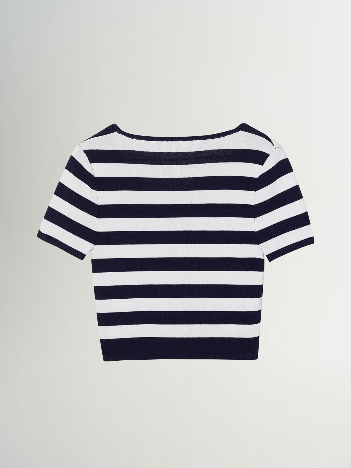 Striped Square-Neck Cropped T-Shirt
