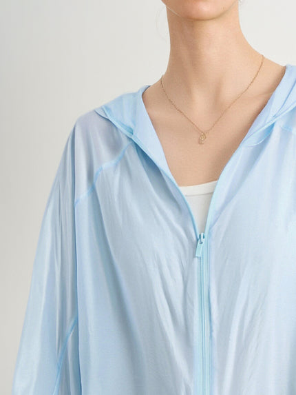 Light Blue Silk Hooded Jacket