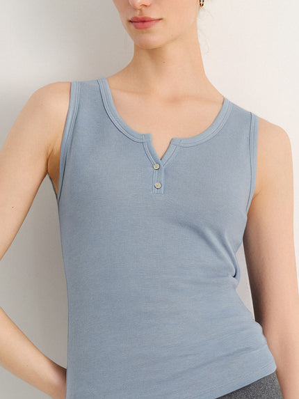 Blue Sleeveless Knit Top